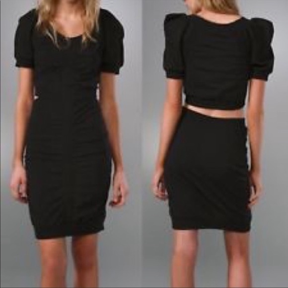 Marc by Marc Jacobs Cutout Back Dress Black Jersey Mesh Fitted Sz M - Picture 2 of 13